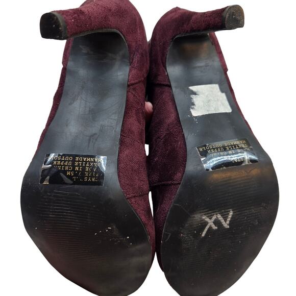 Coconuts Women's 7,5 Boot Maroon Shoe 4 Inch High Heel Open Toe Zipper - Picture 7 of 9